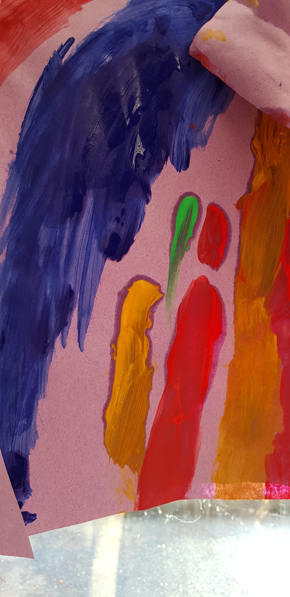Children's painted artwork at Greenbank Preschool
